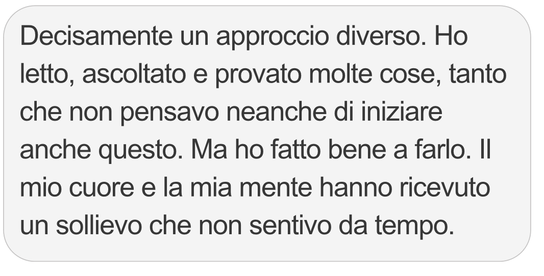 Messaggio di una partecipante al corso