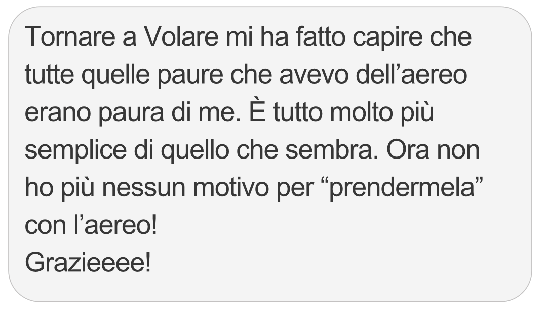 Messaggio di una partecipante al corso